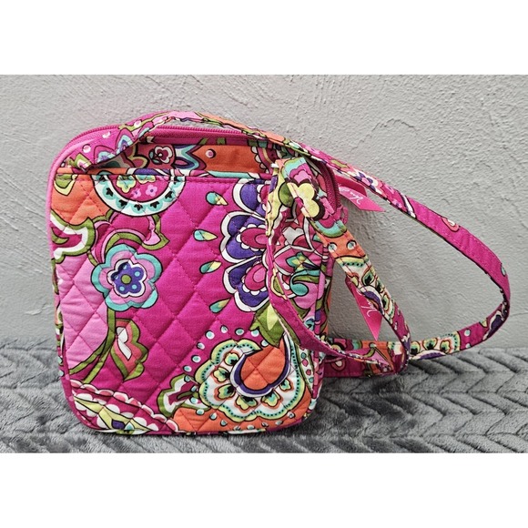 Vera Bradley Hot Pink Floral Paisley Mini Crossbody Bag Purse Quilted Purple - Picture 3 of 11